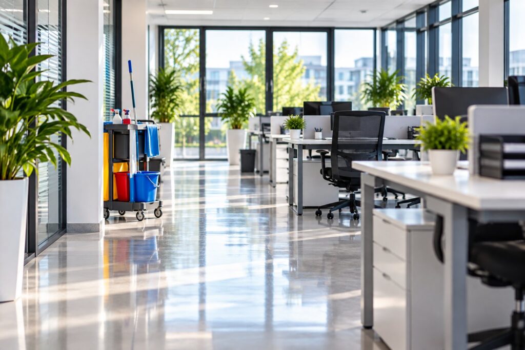 Sauberes Großraumbüro nach der Büroreinigung in Neuss